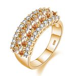 Uloveido Gold Plated Oval Yellow CZ Crystal Graduation Ring, Cubic Zirconia Wedding Band for Women J501 (Gold,Champagne, Size 9)