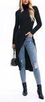UOOZEE Women's Turtleneck Long Sleeve Shirts Fall Fashion Basic Layering Slim Fit Soft Underwear Tops, Black, XXXL