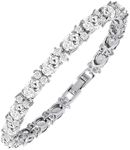 KEZEF Tennis Bracelets For Women - Cubic Zirconia - Oval 7x5mm White Gemstones - Round 2.50mm White CZ - Silver Plated Brass - 7 Inch - Hypoallergenic Bracelets