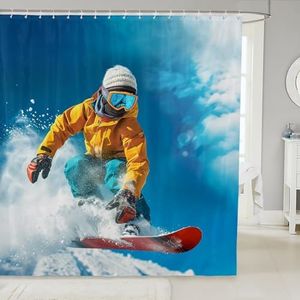 Feelyou Snowboard Shower Curtain for Stalls Bathtubs Extreme Sports Theme Bathroom Shower Curtain Set Hipster Decor Bath Curtain Room Decor Cool Style Waterproof Bathroom Curtains 72x78 Inch