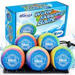 Billeeit 5Pcs Water Skipping Balls for Pool Play, Rainbow Color Splash Water Bouncing Balls with Portable Mesh Bag, Fun Beach Toys & Games, Summer Gift for Kids 3+ 4-8-12 and Adults