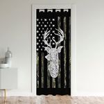 Camo Blackout Curtain for Boys Army Green Camo American Flag Door Curtain 42" W X 80" L,Teen Camouflage Deer Hunting Door Drape Rustic Farmhouse Woodland Animal Door Window Curtain Black White