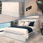 Atlantic Furniture Southampton Murphy Bed Chest with Charging Station & Mattress, Queen, White