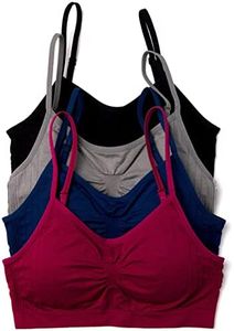 Kalon 4 Pack Nylon Spandex Removable Pads Comfort Bras Ext Sizes (M/L, O. Winter)