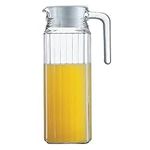 SAVEX Glass Water Jug Transparent Fridge Fruit Juices Liquors Jug with Lid 1.2 Litre Capacity (1.2L)