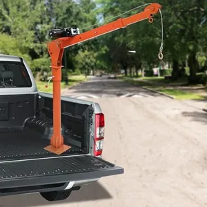 GarveeTech Winch 1100 lb Folding Truck-Mounted Crane with Electric Winch 3500 lb 12V, Electric Pickup Truck Crane, Painted Steel Pickup Truck Jib Cranes Hoist 360° Swivel