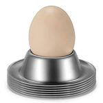 Flexzion Egg Cup Holder Set (6 Piece Sets) - Stainless Steel Egg Cups for Breakfast Brunch Soft Boiled Egg Holder Container Stand Set