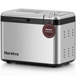 Neretva Bread Maker, 3.3LB Larger Bread Machine 15-in-1 Stainless Steel & Nonstick Ceramic Pan & Auto Nut Dispenser Breadmaker Machines Full Touch Panel with Gluten Free White Wheat Rye French Pizza