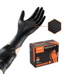 10-Mil Nitrile Disposable Mechanic Safety Work Gloves - Latex-Free, Heavy-Duty, Chemical-Resistant, Diamond Texture, Ideal for Automotive and Industrial Use(Black of 30,Large)