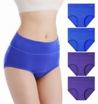 RanZZRan Womens Underwear High Waist Underwear Super Stretchy Briefs Full Coverage Panties, Dark Blue*2 Dark Purple*2, X-Large