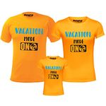 Hangout Hub Men's Women's & Girl's Round Neck T-shirt Vacation Mode On (Yellow;Men XL(42);Women XXL(42) ;Girls-0-2Yrs) Pack of 3 Family T-shirts