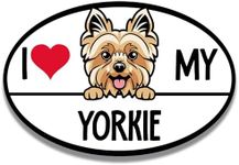 Magnet Me Up I Love My Yorkie Dog Breed Car Magnet Decal, 4x6 Inches Oval, Adorable Decoration for Vehicle, Fridge, and More! Cute Peeking Dog Car Accessories, Gift for Yorkie Lovers, Made in USA