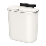 SONGMICS Hanging Trash Can, 2.4-Gallon Kitchen Trash Can with Lid for Food Waste, Wall Mounted Trash Can, Hanging or Sticking on Cupboard Door, for Kitchen Cabinet, Under Sink, White ULTB820W9