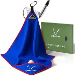 VIGLORY Magnetic Golf Towel 18"x18" with Cleaning Pocket, No-Bend Back Saver Design, Ultra Absorbent Waffle Microfiber Club Ball Cleaner, Golf Accessories and Gifts for Men Women (Blue)