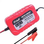 KATBO 2Amp Battery Charger 6V 12V Trickle Charger Sealed Lead Acid Battery Maintainer for Cars 4 Wheelers Motorcycles ATVs RVs Powersports (Red)