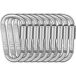 STURME Carabiner Clip Aluminum D-Ring Locking Durable Strong and Light Large Carabiners Clip Set for Outdoor Camping Screw Gate Lock Hooks Spring Link Improved Design Pack () 9 PACK