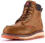 SUREWAY Mens Heavy Duty Soft/Composite/Steel Toe Work Boots for Men-Comfortable,GoodyearWelt,Full Grain Leather,6 in Wedge Moc Toe Construction Boots/Shoes,Waterproof Steel Toe Light Brown,Size 10