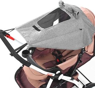 Misazy pare soleil poussette universelle avec protection UV 50+ et imperméable, parasol poussette universelle - capote poussette universelle avec hublot et ailes dabat-jour, gris