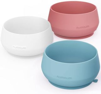 NumNum Suction Bowls for Babies & Toddlers, Extra Strong Non-Slip Suction, 100% Food-Grade Silicone, BPA-Free, Microwave & Dishwasher Safe, Baby-Led Weaning Bowl, 3-Pack Without Lid, Blue/Mauve/White