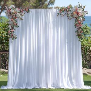 40x10ft Wrinkle Free White Backdrop Curtain for Parties Soft Fabric Drapes Wedding White Curtain Backdrop for Birthday Party Decorations Background for Photography 5x10ft, 8 Panels
