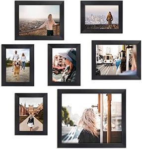 Giftgarden 7 Pack Multi Picture Frames Set with Real Glass Front for Multiple Sizes Photographs, One 8x10, Four 4x6, Two 5x7, Black