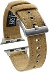BARTON WATCH BANDS - Khaki Tan Canvas Watch Bands Compatible with Apple Watch Models - 1, 2, 3, 4, 5, 6, 7, 8, 9, 10, SE, Ultra & Ultra 2 - (42mm/44mm/45mm/49mm)