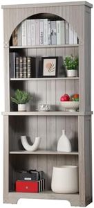 FurSch 71" Tall Arched Bookcase,Grey 5 Tier Wooden Arched Bookshelf,Arched Storage Cabinet for Living Room,Bedroom