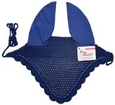 ZAINEE HORSE FLY VEIL EAR BONNET NET BREATHABLE COTTON HAT EQUESTRIAN (Pony, Royal Blue)