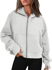 AUTOMET Womens Zip Up Cropped Hoodies Fleece Oversized Sweatshirts Full Zipper Jackets Y2k Fall Clothes 2023 Fashion Outfits, Grey, X-Large