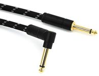 Fender Deluxe Series Instrument Guitar Cable, 10ft / 3m, Straight/Angle Jacks, Black Tweed