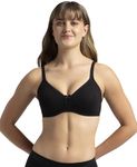 Jockey 1722 Women's Wirefree Non Padded Super Combed Cotton Elastane Stretch Medium Coverage Everyday Bra with Concealed Shaper Panel and Adjustable Straps_Black_36C