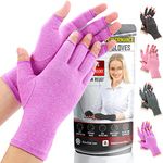 BLITZU Raynauds Gloves Fingerless Gloves for Men Compression Gloves for Arthritis Hand Brace for Arthritis Pain and Support Carpel Tunnel Relieve PURPLE M