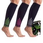 NEWZILL Compression Calf Sleeves (20-30mmHg) for Men & Women - Perfect Option to Our Compression Socks - for Running, Shin Splint, Medical, Travel, Nursing, [3-pairs] White/Pink/Green, L/XL (see Size