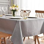 maxmill Jacquard Table Cloth Swirl Pattern Spillproof Wrinkle Resistant Heavy Weight Soft Tablecloth for Kitchen Dinning Tabletop Decoration Outdoor Picnic Rectangle 52 x 70 Inch Light Grey