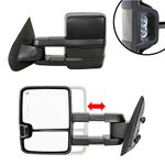 Paragon Telescopic Towing Mirrors 2014-18 Chevy Silverado/GMC Sierra 1500 & 2015-19 Silverado/Sierra 2500/3500 - Powered, Heated, Smoke Turn Signals, LED in Glass - Black Pair Set