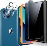 [2+2 Pack] UniqueMe Compatible with iPhone 13 6.1 inch Privacy Screen Protector Tempered Glass and Camera Lens Protector, Anti Spy [Easy Installation Frame] Bubble Free