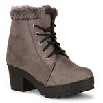 Saheb Suede Boots for Women (41 EU)(8 UK) (Grey)