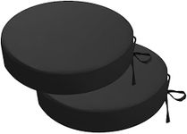 idee-home Outdoor Bistro Chair Cushions, Thick Round Seat Cushions Set of 2 with Ties, 15”x15”x 3” Waterproof Round Patio Chair Cushions for Outdoor Furniture, Round Chair Pads for Garden Black