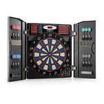 OneConcept Masterdater - Electronic Dartboard, Dart Board Set, 12 Darts and 24 Spare Tips, Dart Board Light, Black/Metal