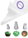 Grass Piping Nozzle and Bag,3 Grass Icing Tips with 20 Piping Bags Disposable Pastry Bags 12 Inch for Cake Cookie Decorating