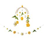 Baby Crib Mobile Wooden Wind Chime Bed Bell,Neutral Baby Crib Mobile,Baby Mobile for Crib,Handmade Baby Mobile,Bee Baby Ceiling Mobile Baby Nursery Decoration (Yellow Bee with Pendant Set)