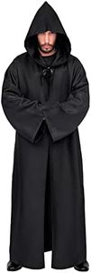Myir JUN Homme Cape à Capuchon, Halloween Robe Costume Déguisement Chevalier Adulte Gothic Vêtements Médiévale Carnaval Manteau (Noir, L)