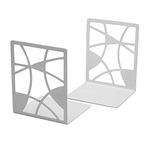 Spillbox Metal Non Slip Bookends Book Shelves | Shelf | Study Table | Home Decor | Holders | Case | Bracket | Stand | Heavy Duty | Set | Book Ends for Office, Home - Circle (White)