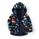 Feidoog Toddler Polar Fleece Jacket Hooded Baby Boys Girls Autumn Winter Long Sleeve Thick Warm Outerwear,Dark Blue,4-5T