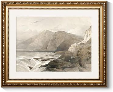 ARPEOTCY Vintage Gold Framed Wall Art, Farmhouse Coast Mountain Country Landscape Home Decor Paintings, Rustic Victorian Wall Decor for Living Room, Canvas Prints Antique Pictures Frame 13x16inch