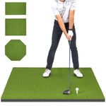 GoSports Golf Hitting Mat - Elite 5 x 5 ft - 15 mm Artificial Turf Training Mat for Indoor/Outdoor Swing Practice, Includes 3 Rubber Tees