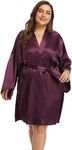 Bella Babe by SK Plus Size Luxury Silk Satin Robe for Women (XL, Purple)