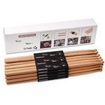 AQJUNONG Drum Sticks，7A Drumsticks, 12 Pairs Classic Oak Wood Tip Drum Sticks for Kids and Adults, Professional Musical Instrument Percussion Accessories