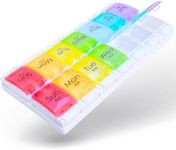 RMS Weekly and Daily Pill Organizer - 7 Day Pill Planner, Dispenser Case for Medication, Vitamin Supplements with Easy Press Open Design and Large Capacity (Twice Per Day)