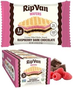 Rip Van Raspberry & Dark Chocolate Wafer Cookies - Healthy Snacks - Non GMO Keto Cookies - Keto Snacks - Low Carb, Low Sugar (1g), Low Calorie and Vegan Snack - 16 Count